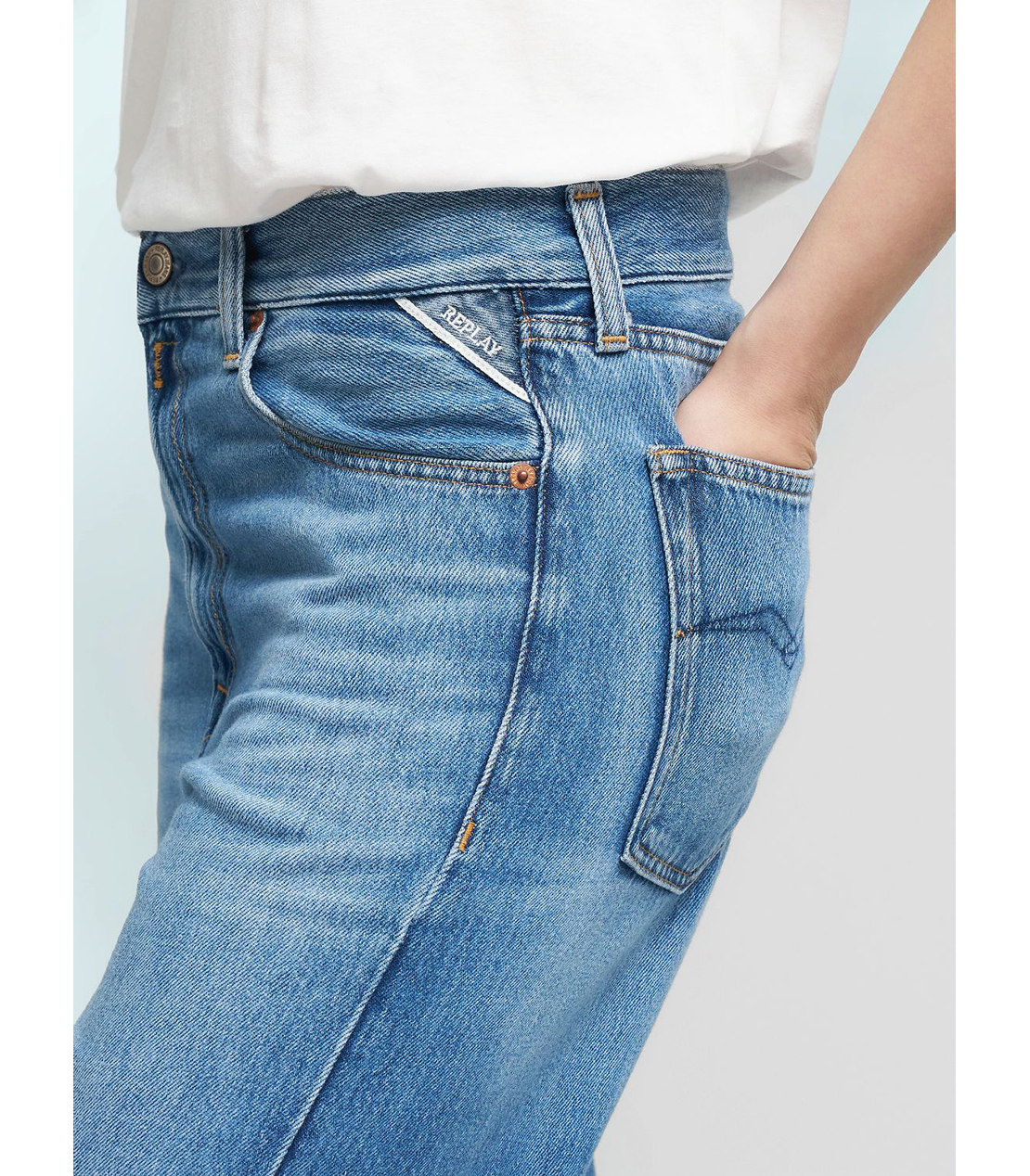 フレアーブーツカットBECKA コットンリヨセルブルーデニム 詳細画像 ブルー 6